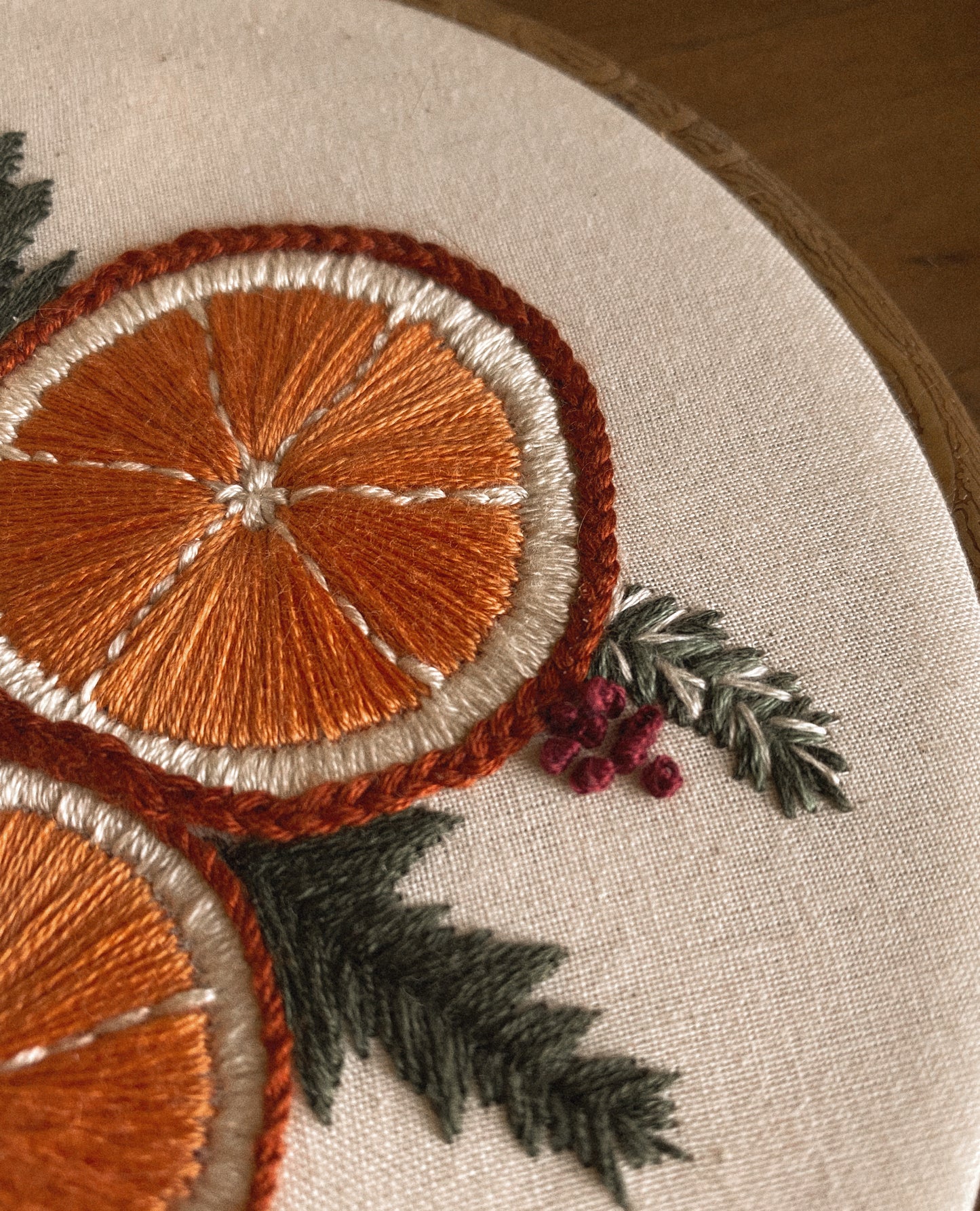 Christmas Orange Embroidery