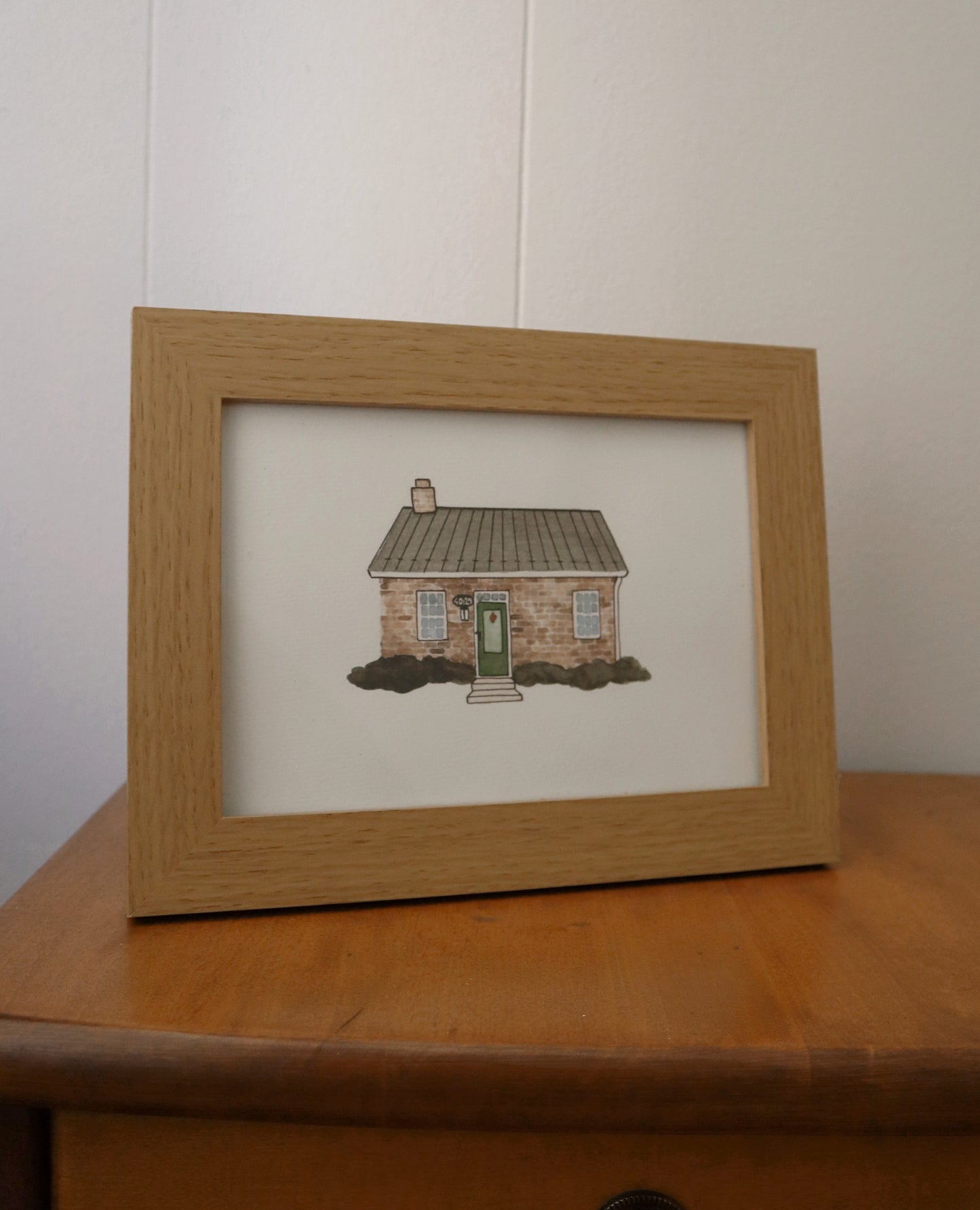 Brick Main Street House, Watercolor House Portrait