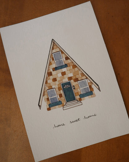 Little A-Frame, Watercolor House Portrait